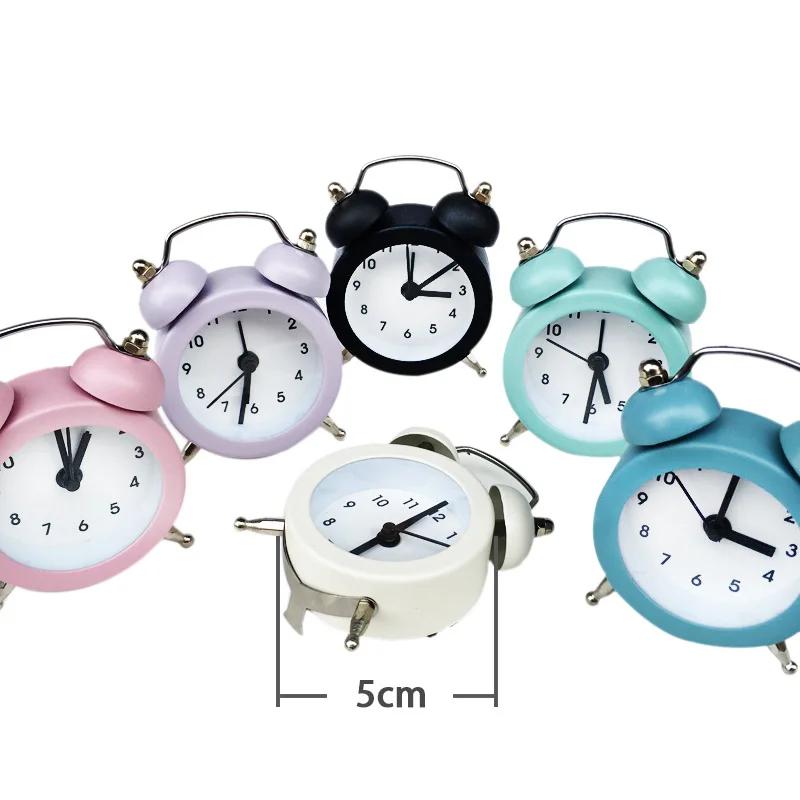 

New Mini Alarm Clock Electronic Round Number Double Bell Desk Table Digital Quartz Clock Home Decoration Retro Portable Adapdesk