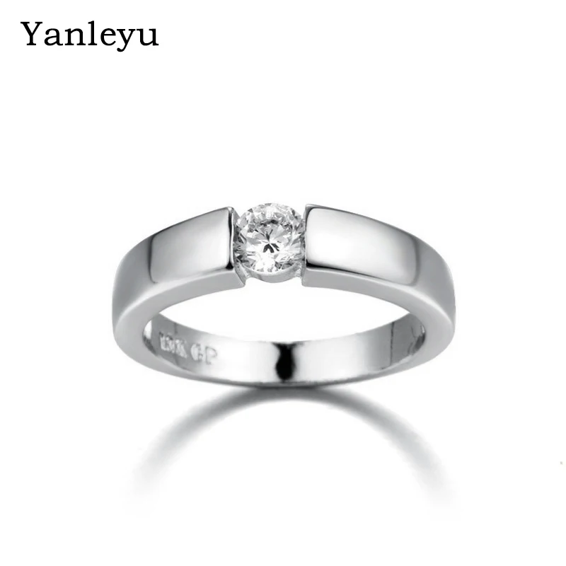 Обручальные кольца Yanleyu с простым дизайном для мужчин, изысканное кольцо обещания, белое золото/розовое золото, модные ювелирные украшения