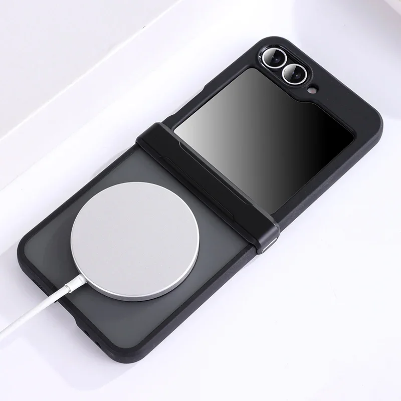 Матовый Прозрачный жесткий поликарбонатный чехол Magsafe с петлями для Samsung Galaxy Z Flip 6