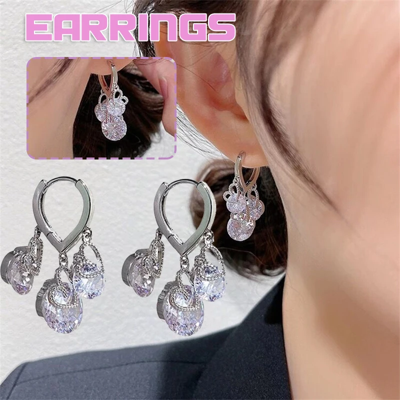 

Glitter Zircon Earrings for Women Elegant Stylish Dropping Earrings Birthday Jewelry Gift Dangle Earrings For Women Wedding