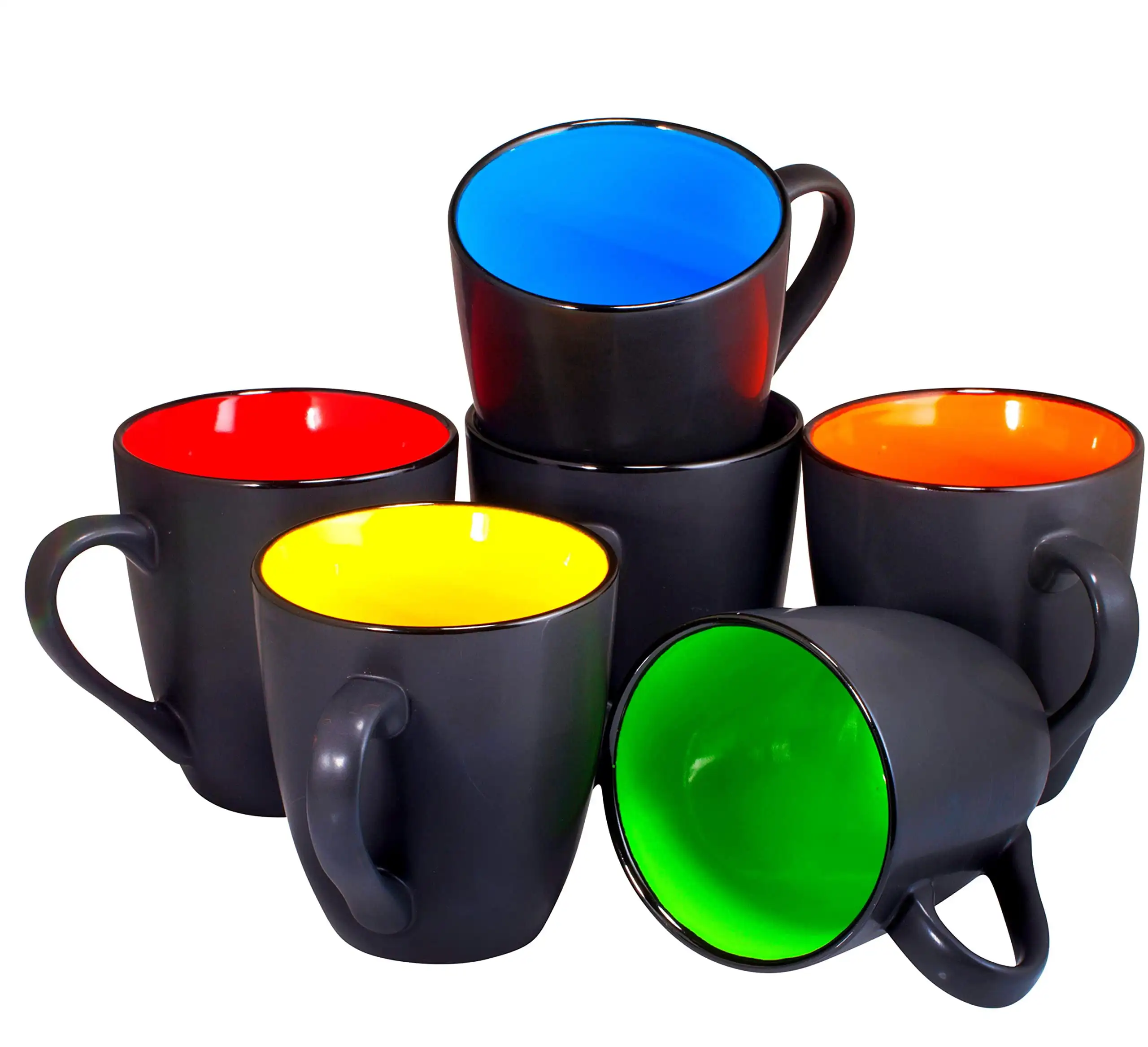 

16 Oz Ceramic Coffee Mug Set Of 6 - Matte Black Restaurant Mugs