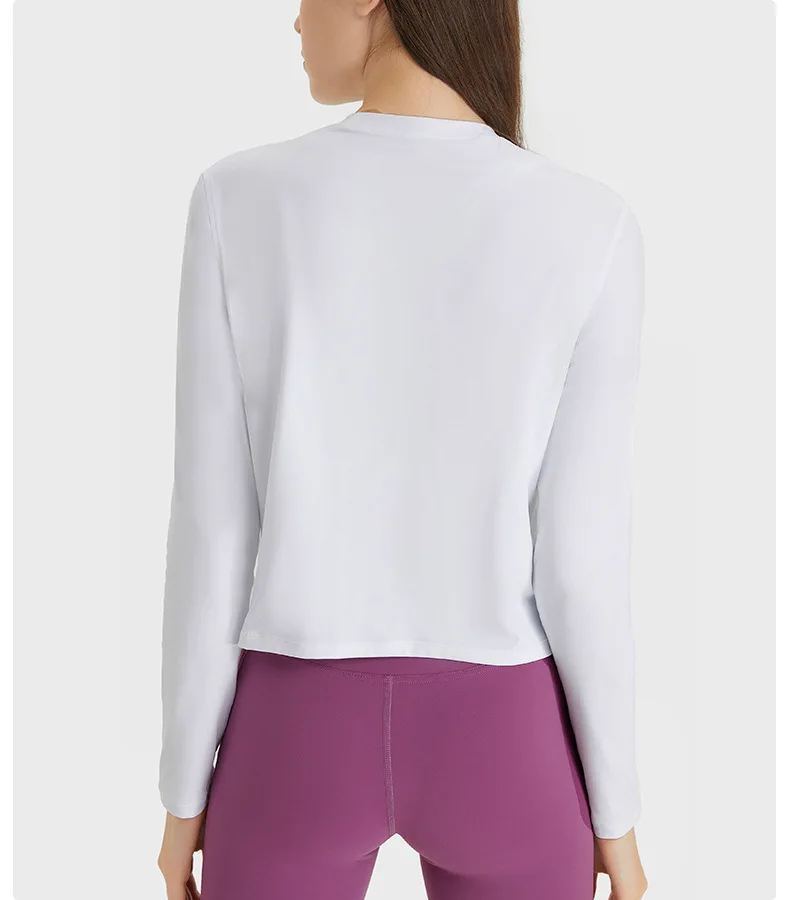 LuluShirt Women's Long Sleeve Top Gym Shirts Yoga Sport T-shirts Womens Clothing Outdoor Jogging Round Collar Tops Sportswear