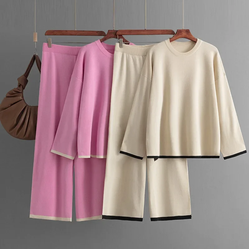 Женский Комплект Брюк Trikotajnyj Спортивная Одежда Из Двух Предметов Топ С Длинными