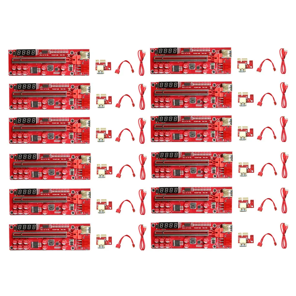 

12 шт. V013 Pro PCIE Riser 013 кабель Riser Card Express x1 x16 SATA к 6 контактам кабель питания USB 3,0 кабель для майнинга