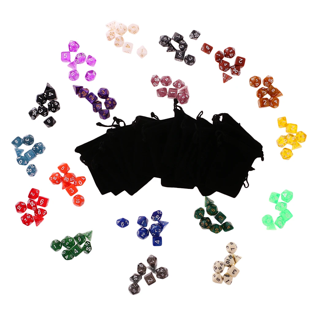 

Table Game Number Dice with Bags Multi Sided Dice for D&D TRPG Party Board Game Toys