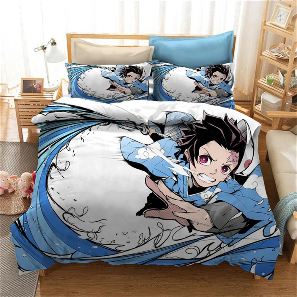 

Demon Slayer Bedding Set Duvet Covers Japan Anime 3D Printed Comforter Bedding Set Bedclothes Bed Linen(NO sheet)