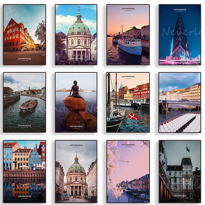 Скандинавский Дания знаменитый город Копенгаген путешествия городской пейзаж плакаты холст живопись и печать Настенная картина для комнаты домашний декор