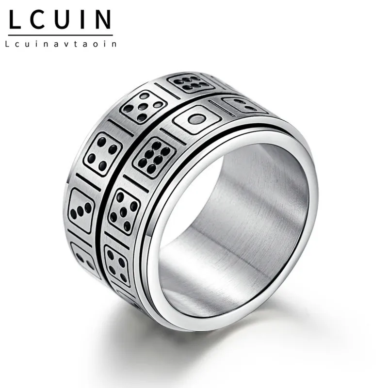 Мужские кольца-Спиннеры на удачу титановые стальные двойные круглые игральные