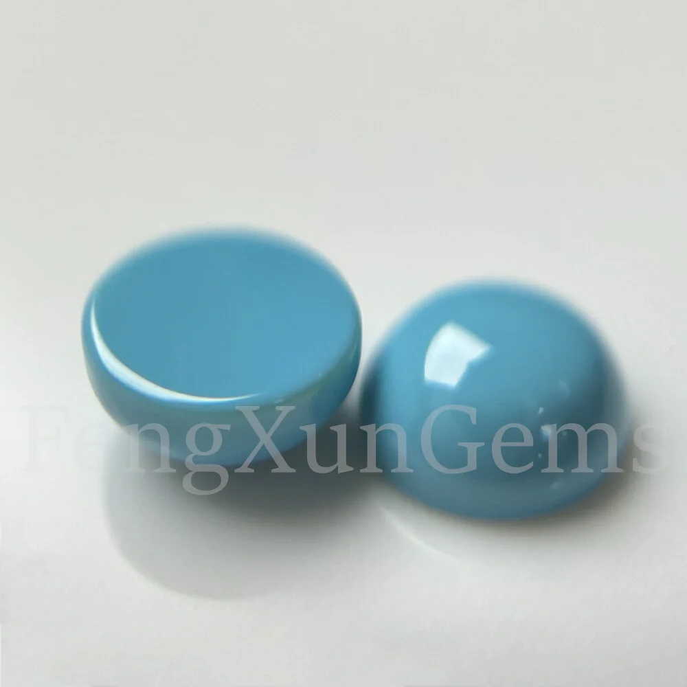 Синий Бирюзовый Круглый термостойкий камень 1-4 мм свободный кабошон с плоским