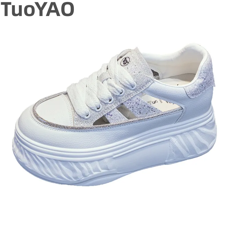 

Летние модные яркие женские кроссовки из натуральной кожи, 8 см