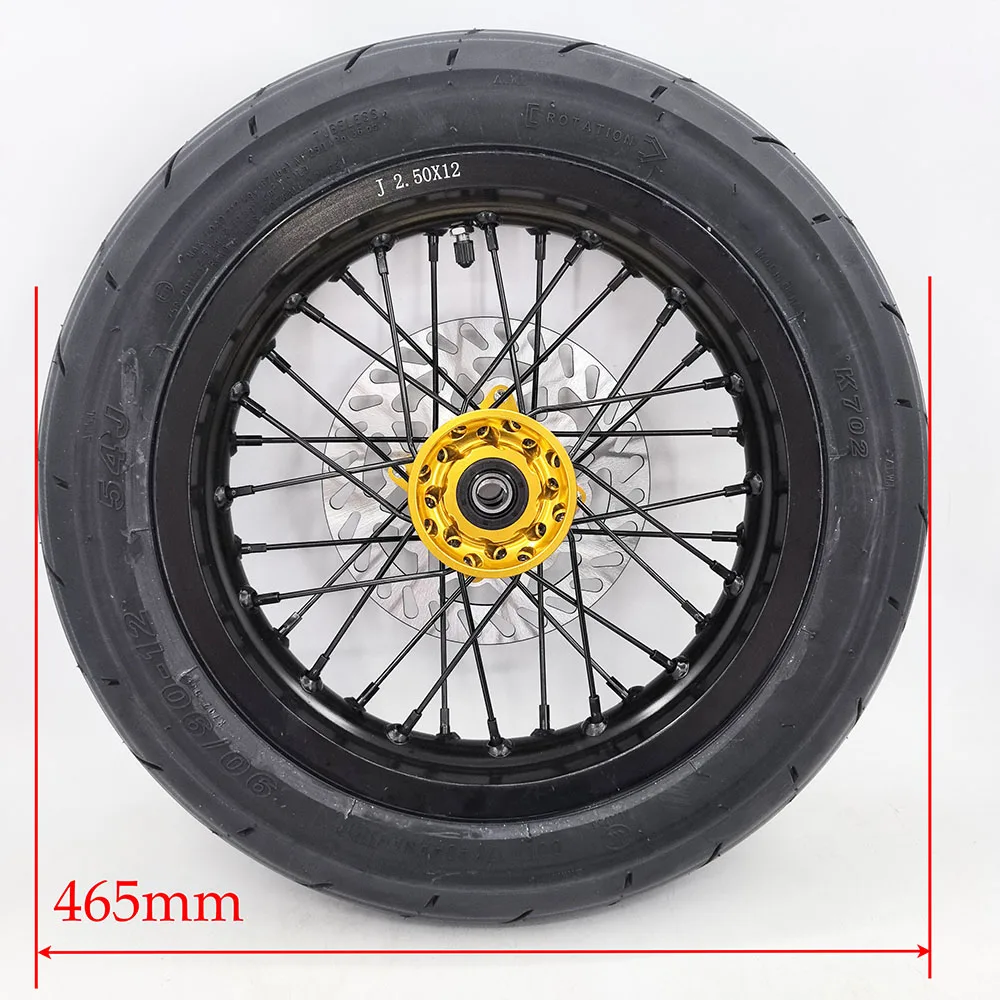 Фото 12-дюймовое переднее колесо Super Motor Wheel 2.50-12 с дорожной шиной 90/90-12 и задним колесом 3.00-12