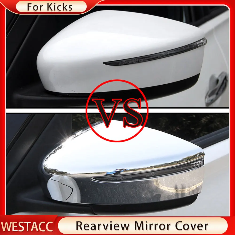 

2PCs ABS Chrome Car Rearview Side Mirror Cover Protective Sticker Trim for Nissan Kicks 2017 2018 2019 2020 2021 Accessories