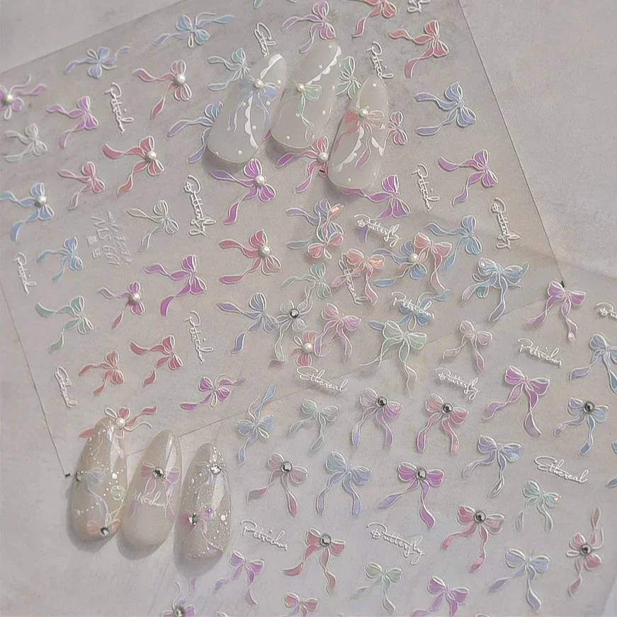 Красочная нежная лазерная лента с кристаллами блестящий бант жемчуг кролик