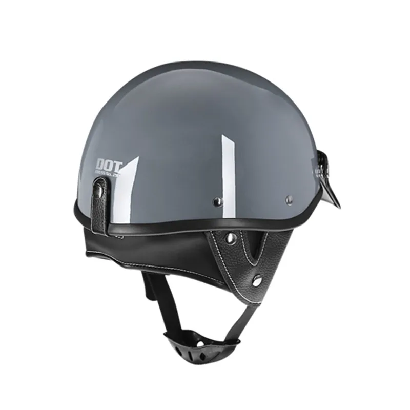 Немецкий зимний кожаный шлем в стиле ретро черный мотоциклетный с открытым лицом