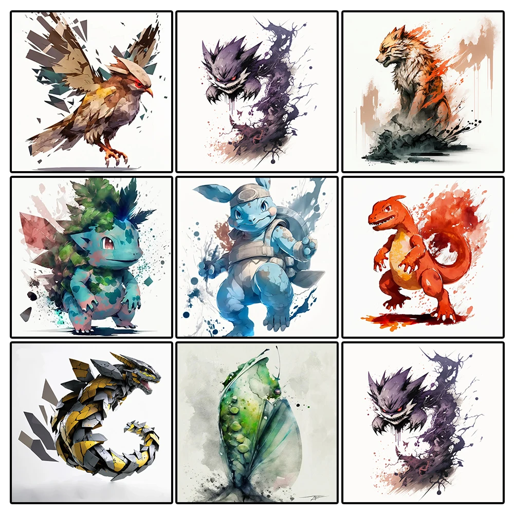 

Japan Anime Peripherals Pokemon Charmeleon Ivysaur Poster Cartoon Wall Art Watercolor Canvas Painting Baby Room Decor Kids Gifts