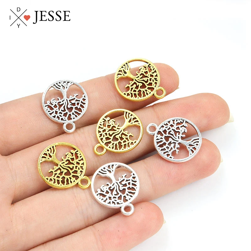 

20pcs 18x15mm Hollow Tree Of Life Charms Antique Gold/Silver Color Pendants for Jewelry Making DIY Necklaces Jewelry Accessories