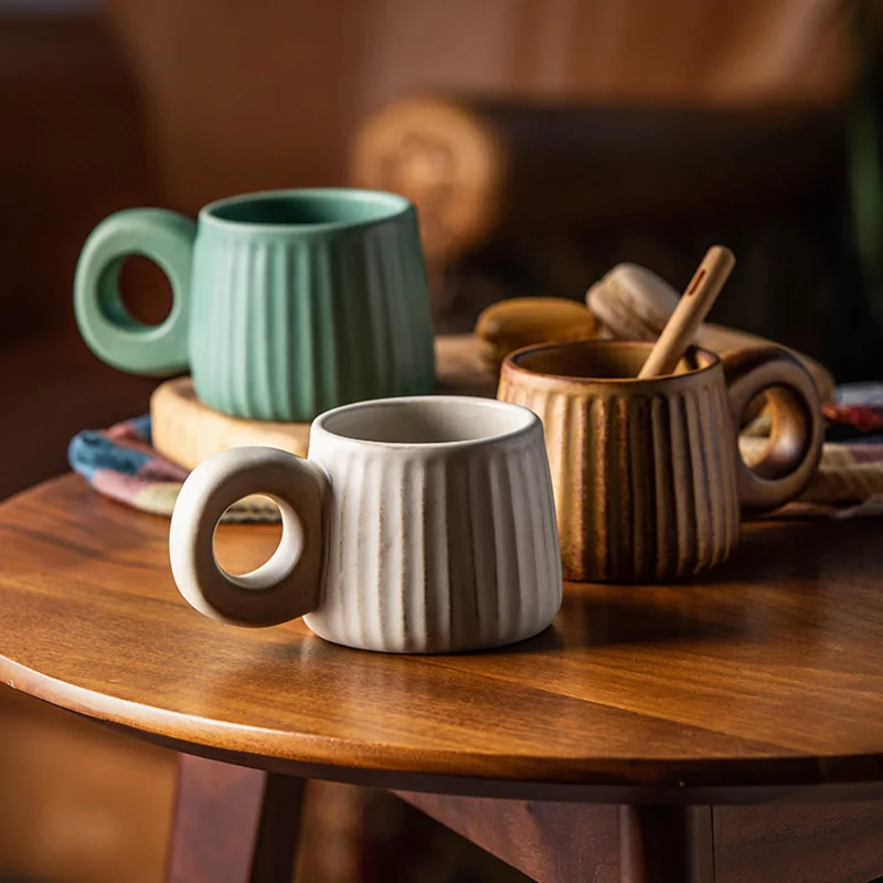 

1 Piece Retro Japanese Simple Coffee Mug Ceramic Heat Resistant Tea Milk Water Ins Lover Gift Creativity Tazas 컵 Microwave Safe