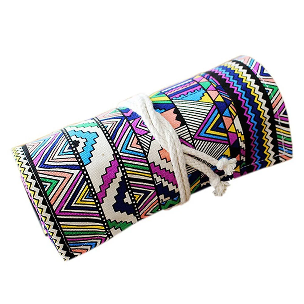 

72 Slots Case Roll Up Organizers Washable Bag Pencils Storage Wrap Pouch Holder Ethnic Style for Graders Girls