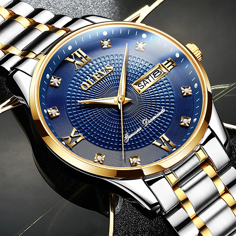 OLEVS Men Genuine Watch Top Brand Luxury Mechanical Watch Fashion Gold Plated Case Automatic Watches Luminous Waterproof Reloj