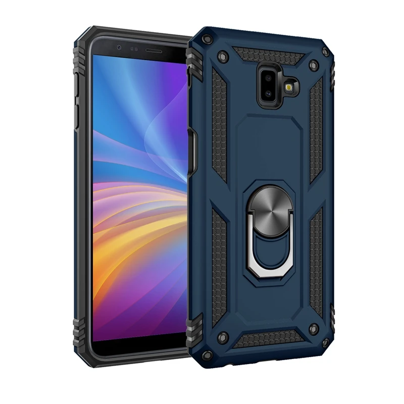 

Case For Samsung Galaxy J6+ J6Plus SM-J610G SM-J610FN/DS Luxury Armor Shockproof Cover Car Holder Magnetic Metal Ring Phone Case