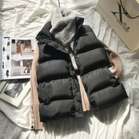 women cotton down vest loose waistcoat warm padded puffer vests sleeveless parkas black jacket outerwear winter clothes