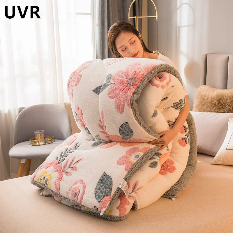 

Зимнее стеганое одеяло UVR, утолщенное 10 галстуков, высококачественное двухстороннее мягкое теплое плотно прилегающее волокно, высокая прочность, одиночное и двухстороннее