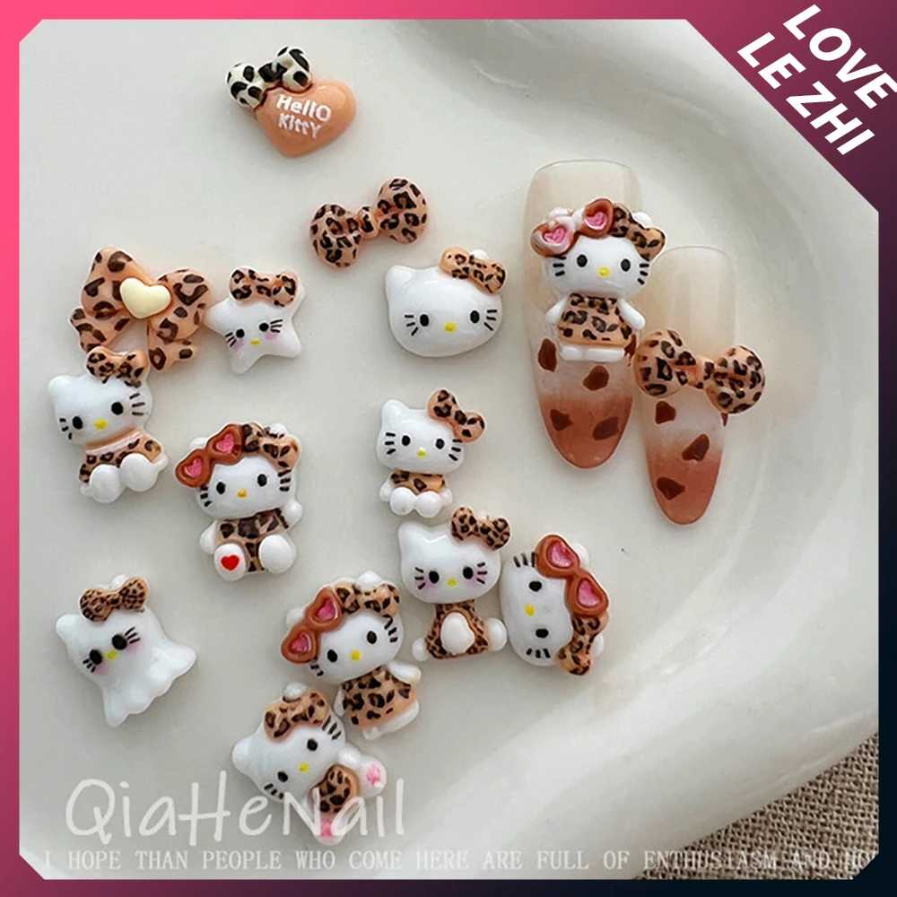 20 шт. Sanrio Hello Kitty с леопардовым принтом аксессуары для дизайна ногтей очки головой