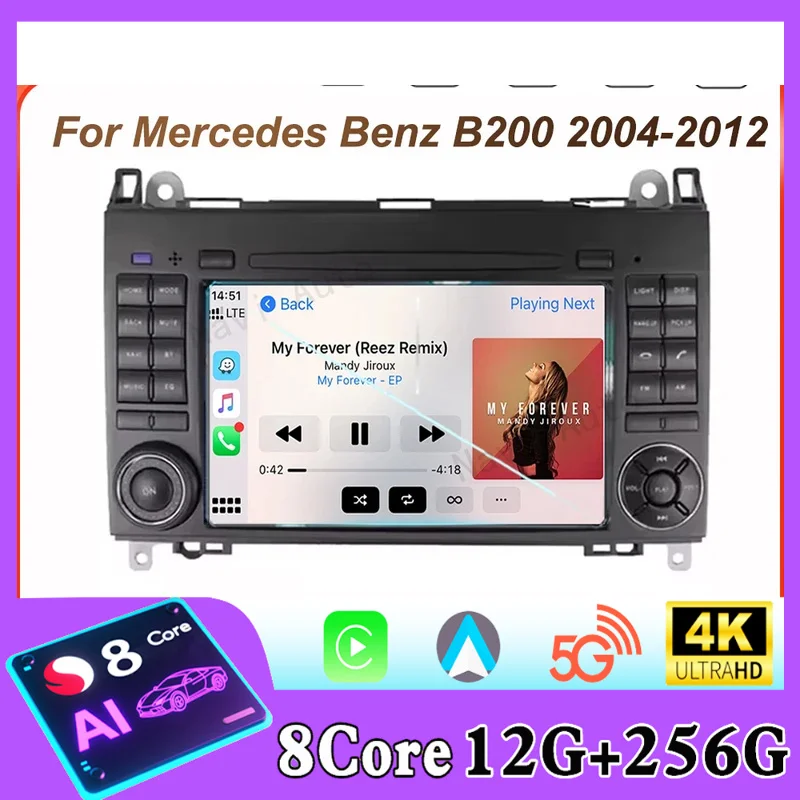 Фото Автомагнитола 2DIN с CarPlay и Android Auto, 7-дюймовым экраном и навигацией для Mercedes Sprinter, Benz B200, Vito W639, Viano, B-класса W169, W245, W209 №1