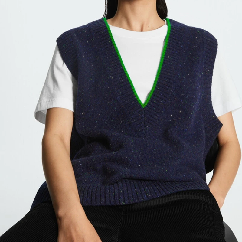 

Women's Wool Knit Vest V-neck fashion Casual Ladies knit Sleeveless Jumper