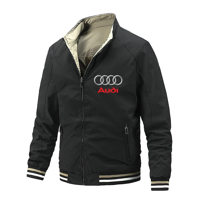 

Мужская Двухсторонняя куртка-бомбер с логотипом Audi, повседневная приталенная куртка-бомбер, Мужская Осенняя модная куртка-карго с воротник...