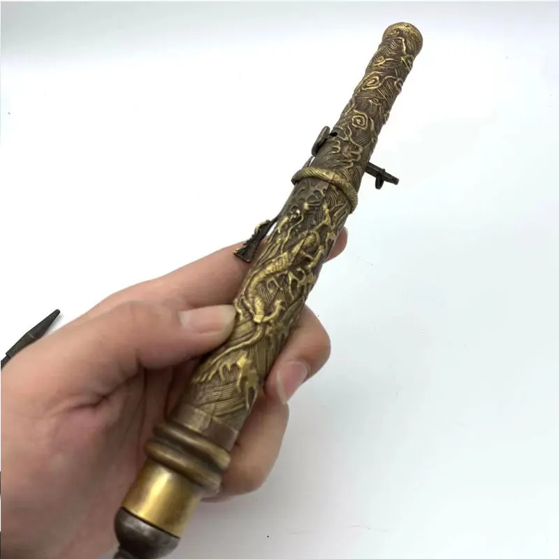 

Ancient China Cold Weapon Collection Antiques Brass Dragon Sleeve Arrow Outdoor EDC Tool