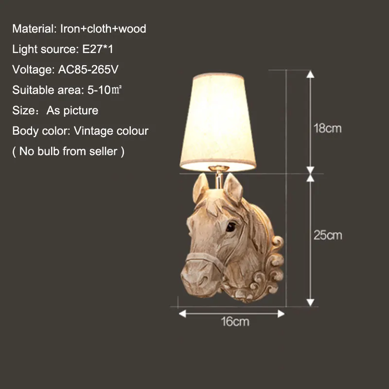 Винтажный настенный светильник с головой лошади из смолы креативный в