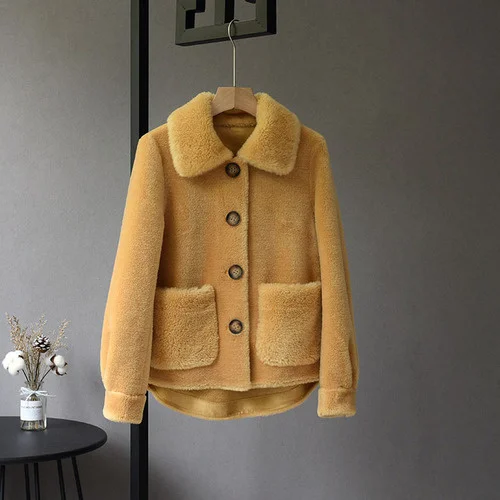 Coat Real Fur Female Jacket 100% Wool Winter Clothes Women Short Korean Coats and Jackets 2023 Ropa De Mujer