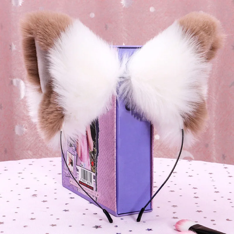 

1PC Realistic Furry Animal Cat Ears Headband Lolita Cute Faux Fur Anime Hair Hoop Halloween Cosplay Party Headpiece