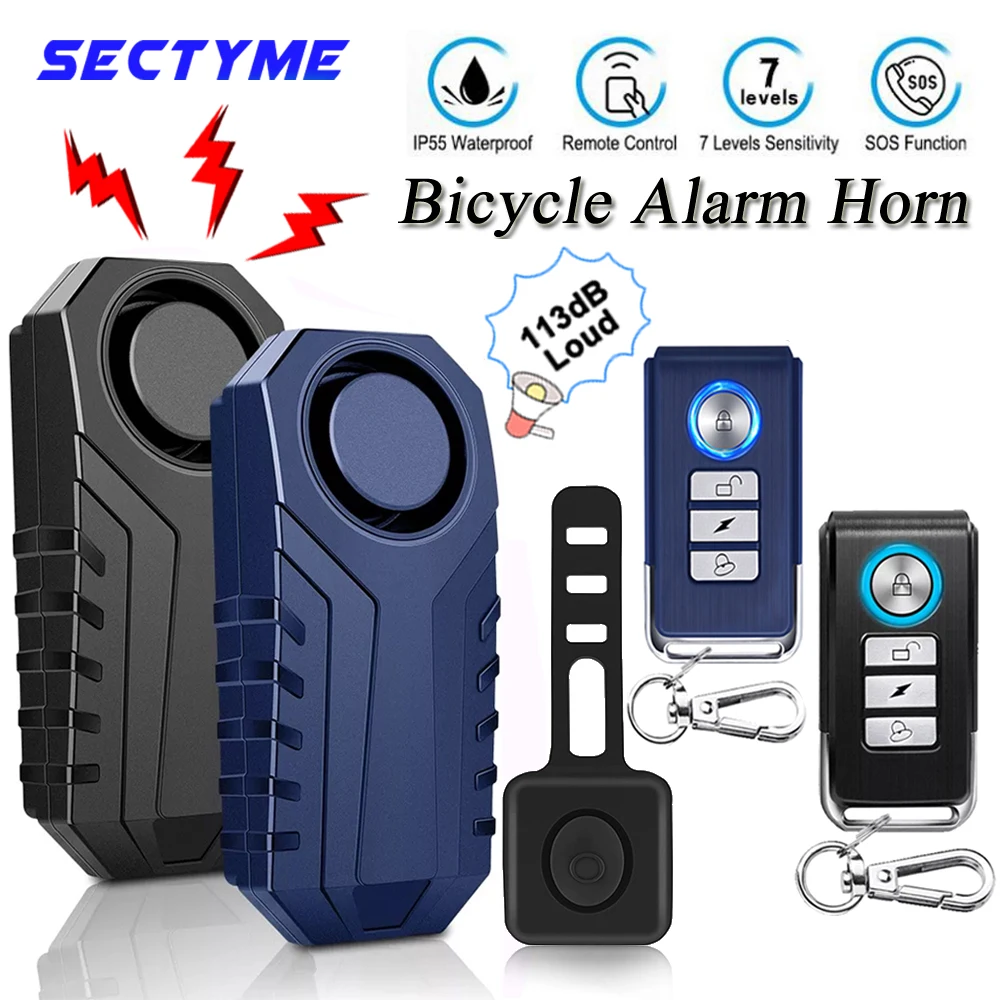 

Sectyme Bike Alarm Horn Wireless Vibration Sensor Waterproof Anti Theft Motorcycle Electric Bicycle Alarm With Remote Control