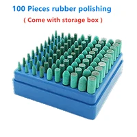 100pcs rubber grinding heads3mm shank polishing tip mounted point bufing wheel for for mould polishing rotary power tool