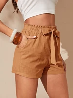 paperbag waist knot front shorts
