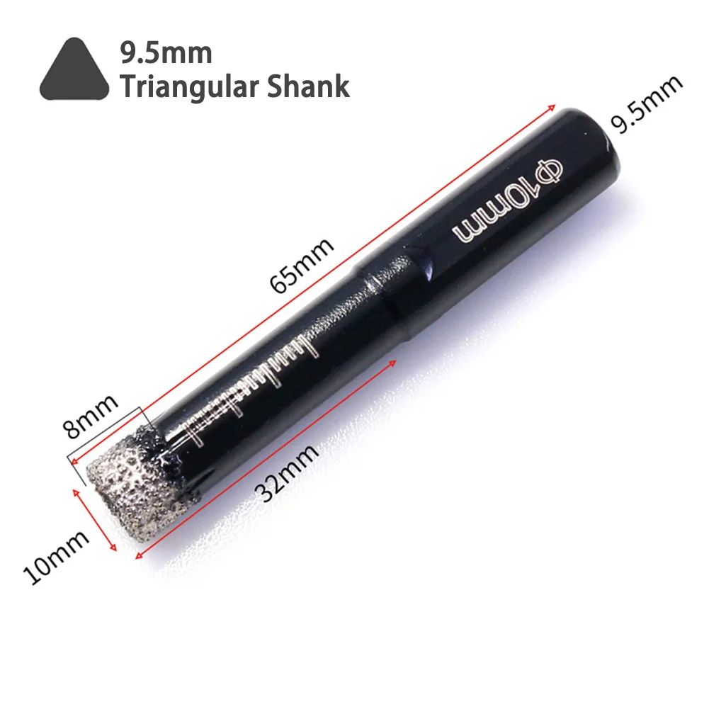 

6-12mm Drill Bits Brazing Hole Opener Saw Cutter 9.5mm Triangular Shank For Dry Drilling Granite Marble Concrete Tile Ceramic