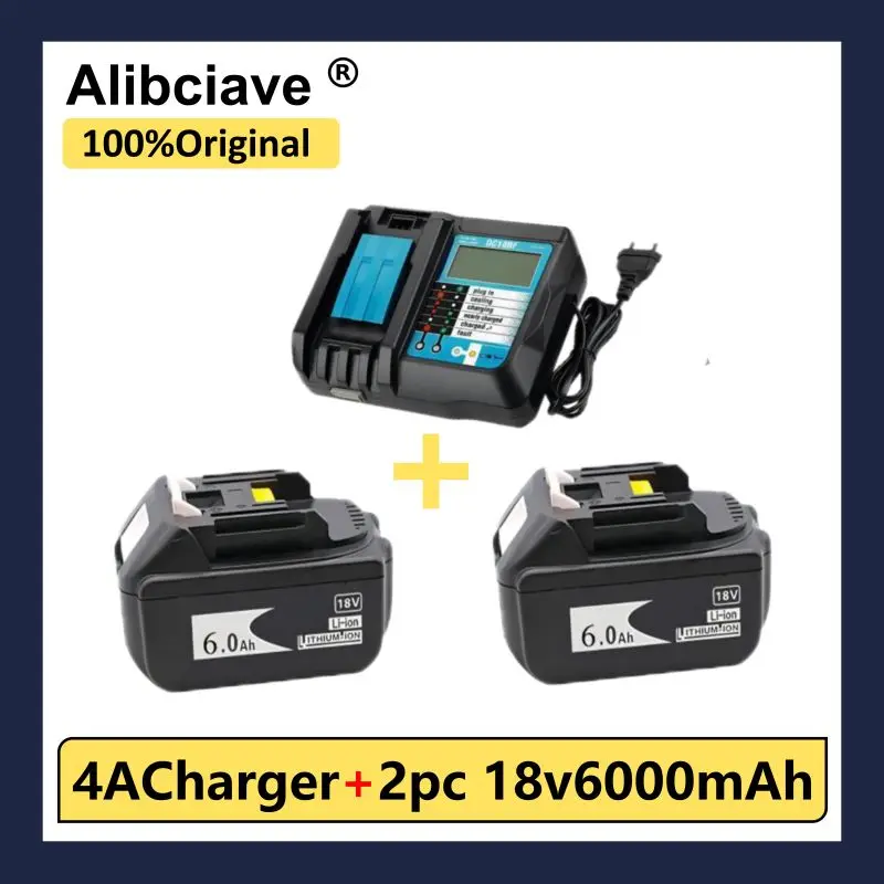 

Original BL1860 Rechargeable Battery 18 V 6000mAh Lithium ion for 18vBattery BL1840 BL1850 BL1830 BL1860B+ 4A Charger
