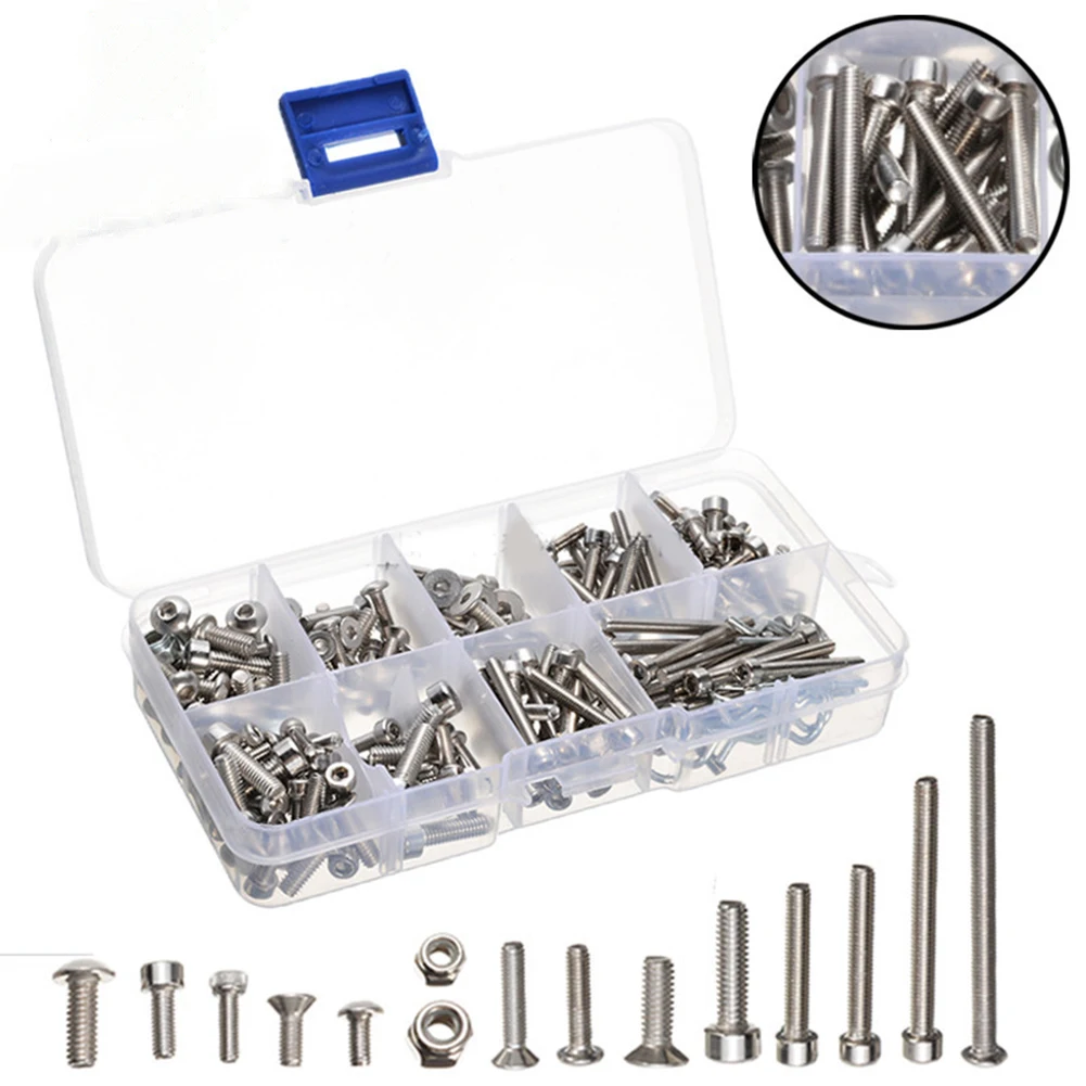 

205pcs Multi-Specification Stainless Steel Metal Remote Control Screw Kit for Traxxas Slash Short Car Combination Fixing Screw