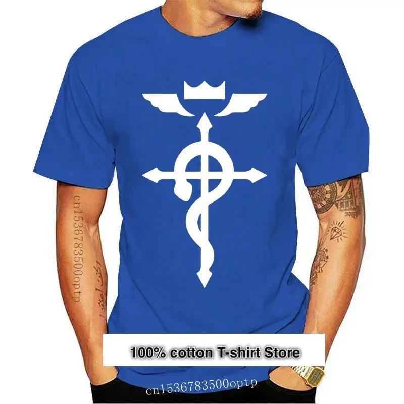 

Camiseta con estampado de flamencos cruzados para hombre, Alchemist camisa negra de metal, Manga de Anime, nueva de 2021