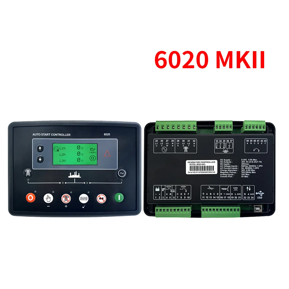 

Панель контроллера генератора DSE6020 MKII AMF, автоматический старт, модуль управления сбоем сети, детали генератора 6020 MK2