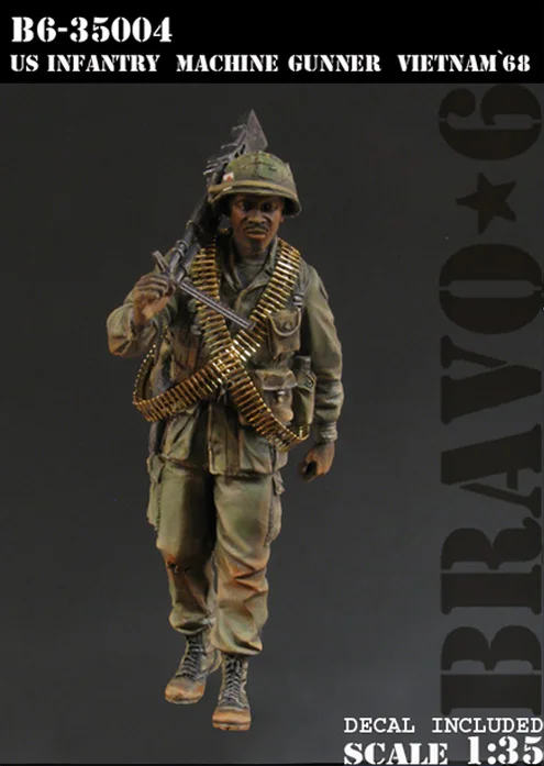 

1/35 resin white model World War II US Army model infantry machine gunner model need manual coloring model free shipping