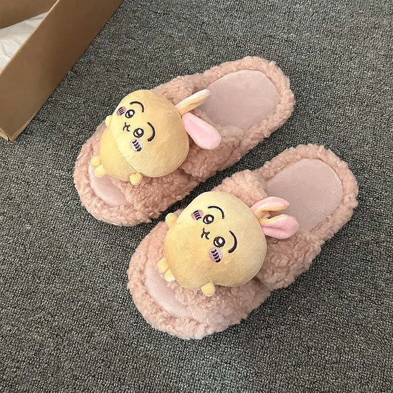 Chiikawa аниме зимние кавайные теплые домашние хлопковые тапочки для девочек мягкие