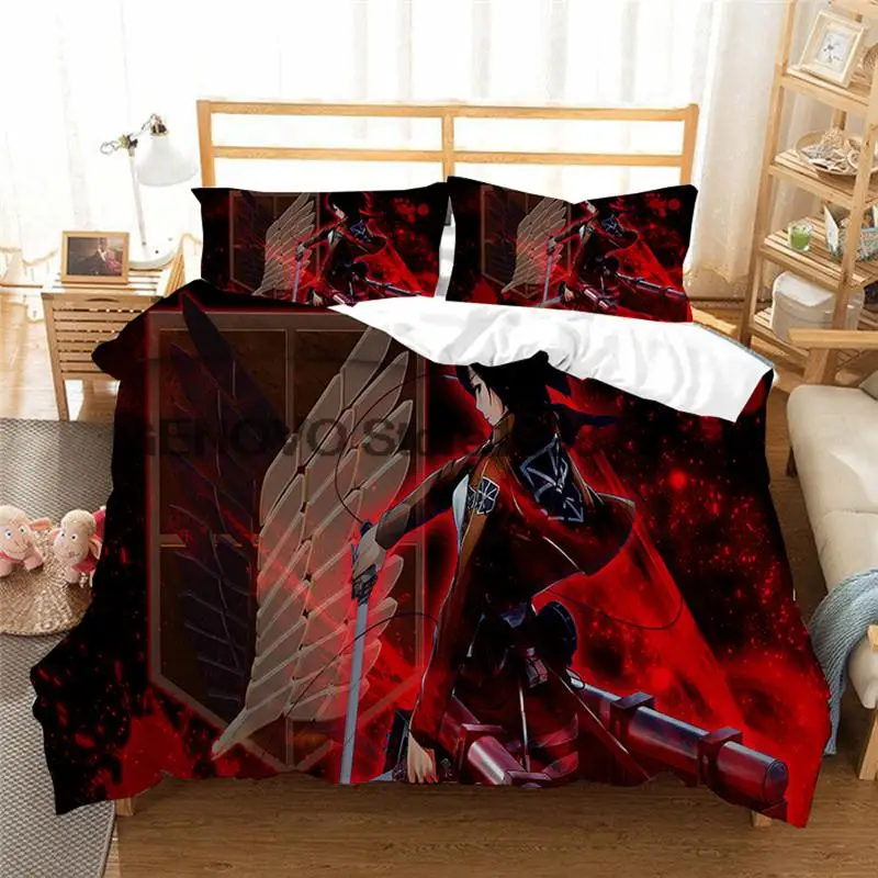 

3D Anime Bedding Set Attack On Titan Duvet Cover Luxury Comforter Bedding Sets Bed Linen (NO Sheet) Twin Queen King 2/3PCS