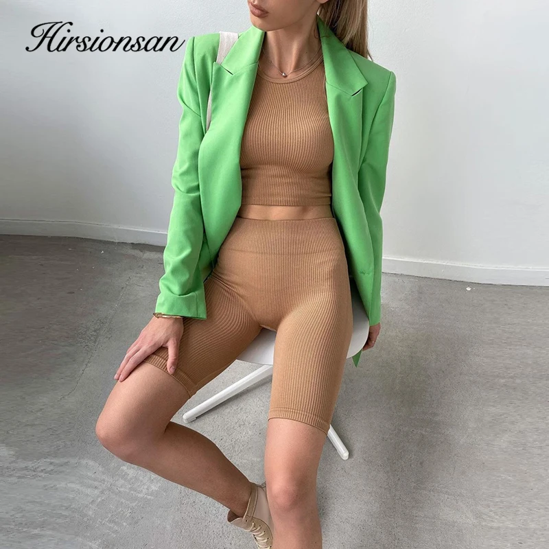 Hirsionsan-Conjuntos de punto ajustados para mujer, traje informal de algodón liso, chaleco sin mangas y pantalones, chándal femenino de dos piezas
