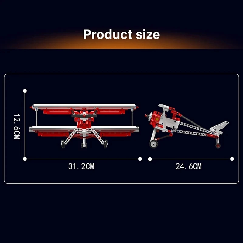 Форма KING 24049 MOC технический красный самолёт вертолет модель строительные блоки