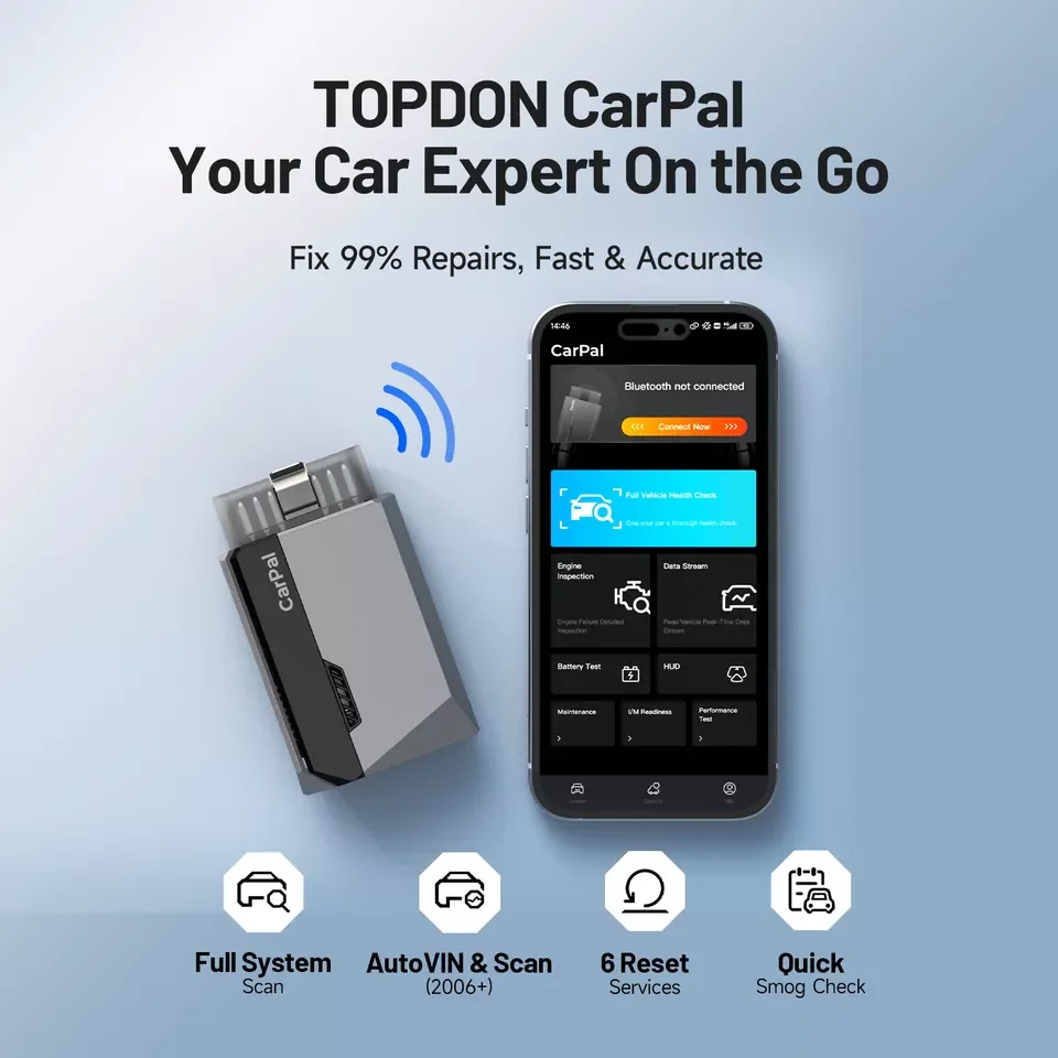 OBD2 сканер TOPDON Carpal Bluetooth для всех автомобилей диагностический инструмент iOS Android