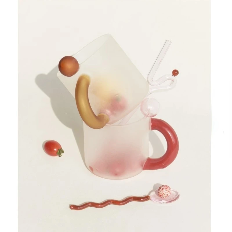 

Colorful handgrip Transparent Glass Mugs Milk mug Coffee Tea office Cups Drinkware the Best birthday Gift for Friends