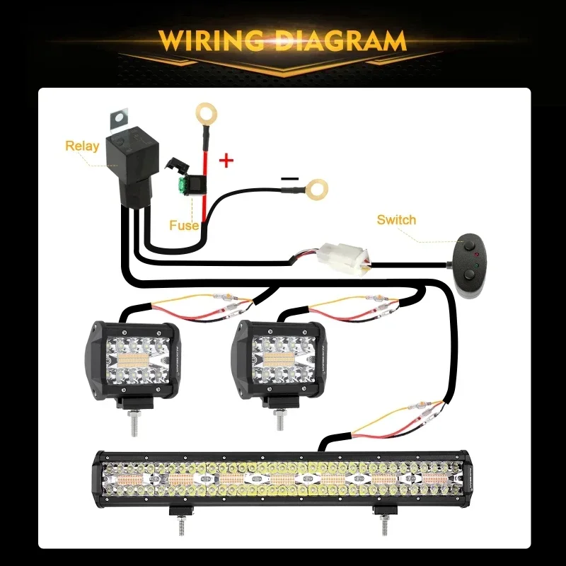 Auxbeam 3/4/7/12/20 дюймов двухцветный 6-режимный точечный луч светодиодный рабочий